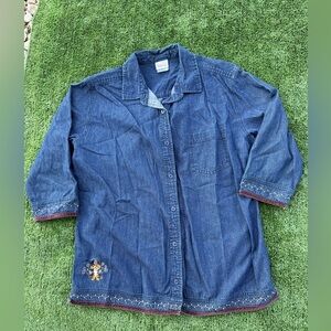 Vintage Disney Denim Button-Up Shirt with Embroidery Tigger, Size XL